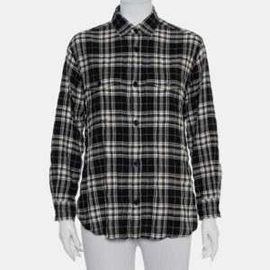 Saint Laurent Paris Black Plaided Flannel Button Front Shirt S