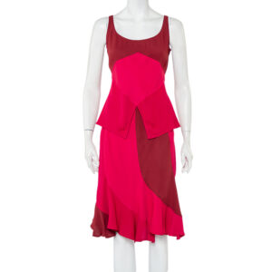 Yves Saint Laurent Rive Gauche Vintage Two Tone Paneled Crepe Tank Top & Skirt Set S
