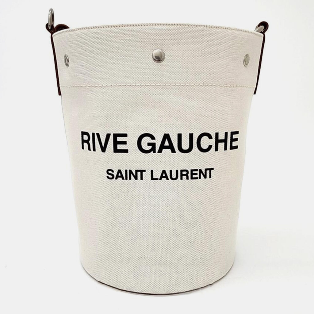 luxury-women-saint-laurent-paris-used-handbags-p1013987-006 Saint Laurent White Leather Rive Gauche Bucket Bag