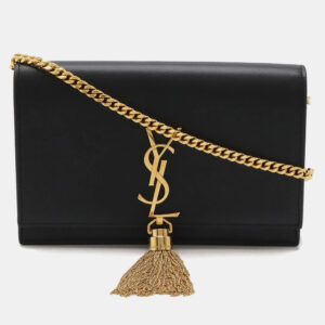 Saint Laurent Black Leather Kate Tassel Chain Wallet Shoulder Bag