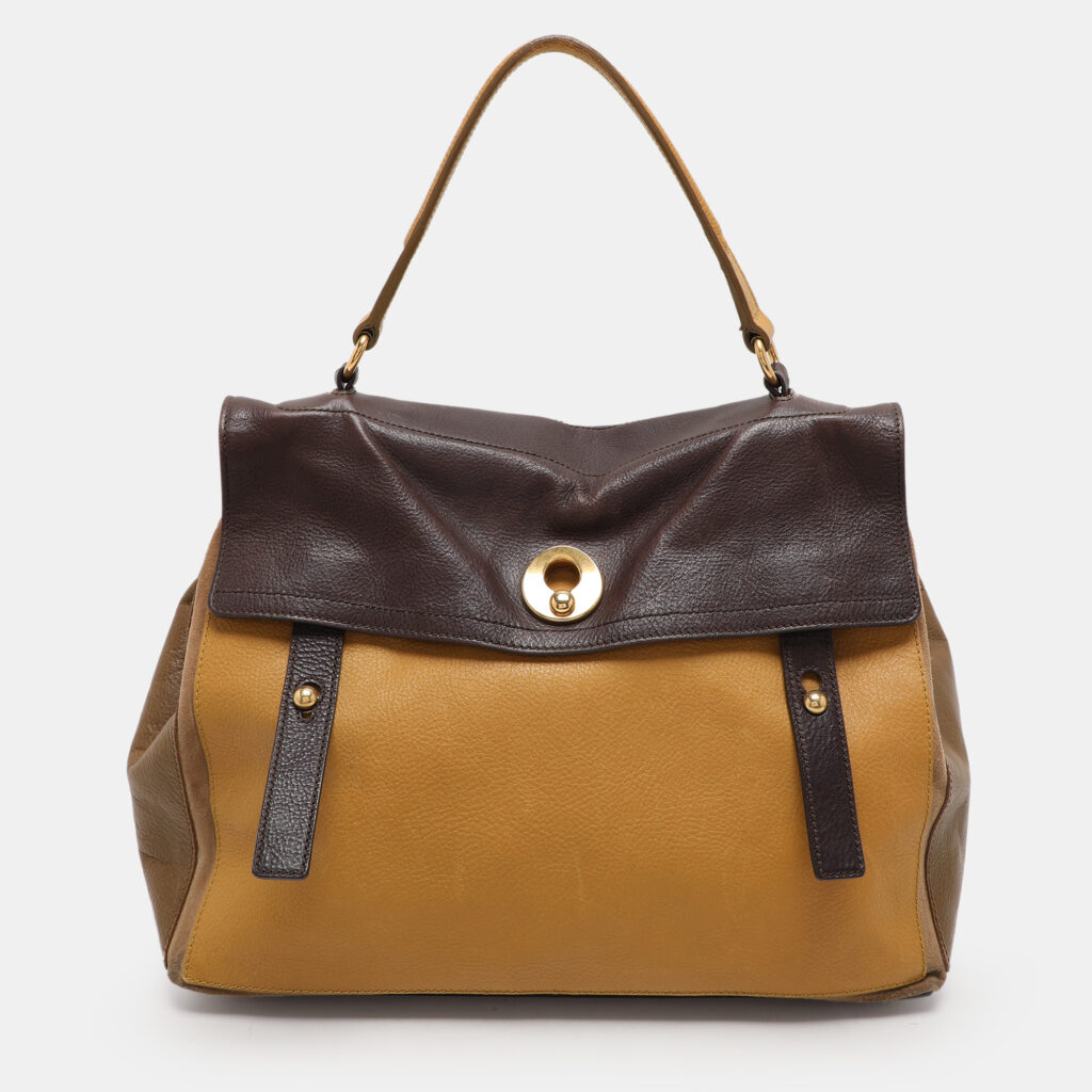 Saint Laurent Multicolor Leather and Suede Large Muse Two Satchel