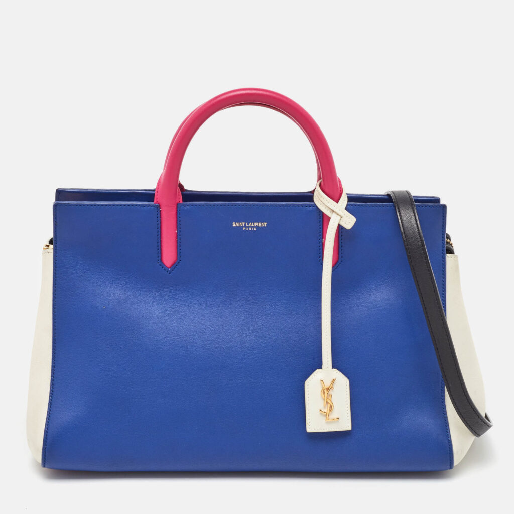 luxury-women-saint-laurent-paris-used-handbags-p1133940-016 Saint Laurent Multicolor Leather Rive Gauche Cabas Small Tote