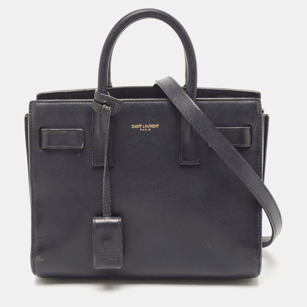 luxury-women-saint-laurent-paris-used-handbags-p1141978-014.jpg Saint Laurent Black Leather Nano Classic Sac De Jour Tote