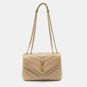 Saint Laurent Beige Matelass&eacute; Leather Small Loulou Shoulder Bag