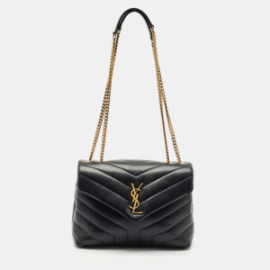 Saint Laurent Black Quilted Leather Small Loulou Shoulder Bag