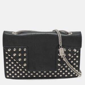 Saint Laurent Black Leather Betty Studded Flap Shoulder Bag