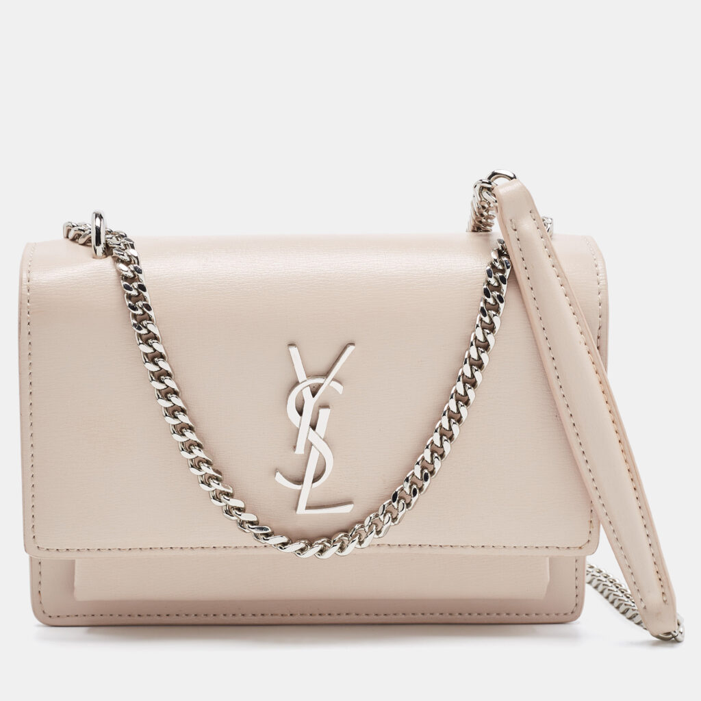 luxury-women-saint-laurent-paris-used-handbags-p888975-021 Saint Laurent Light Pink Leather Sunset Wallet On Chain