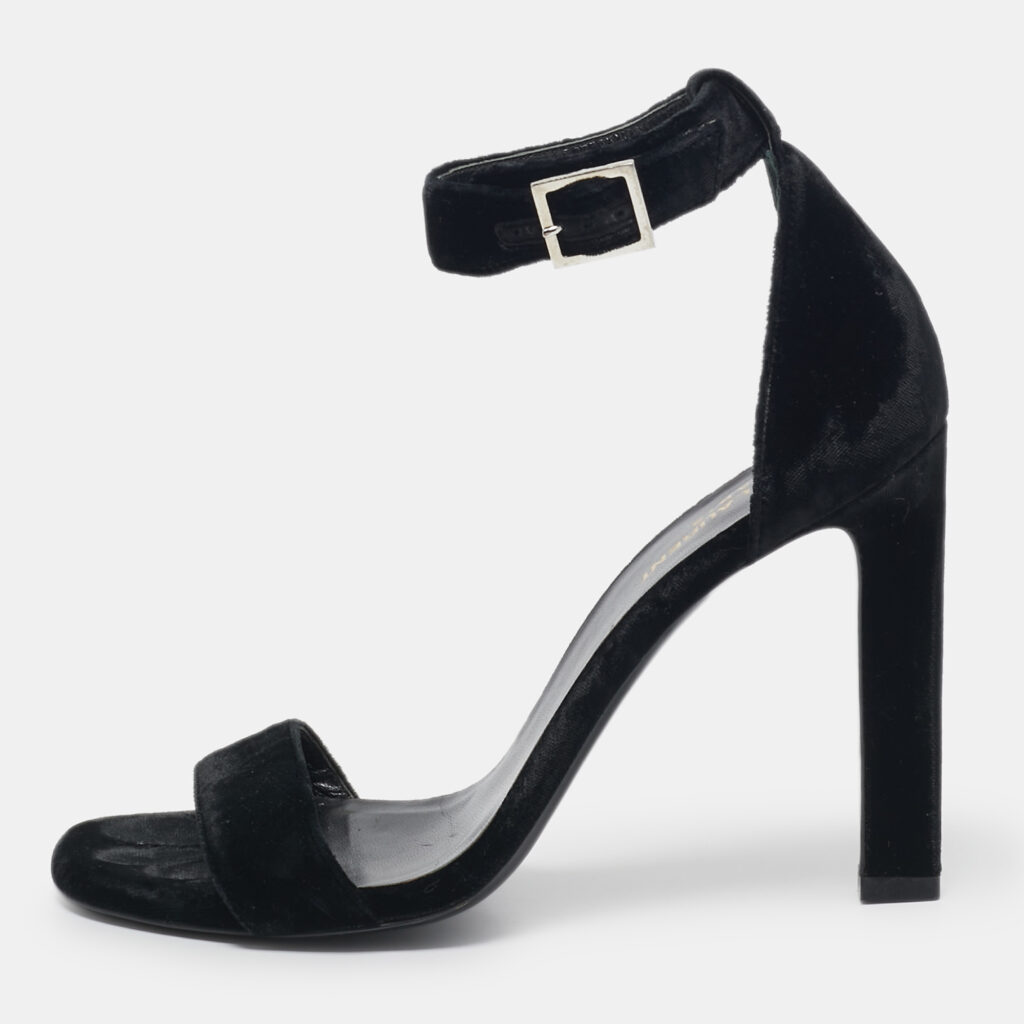 luxury-women-saint-laurent-paris-used-shoes-p1101774-001 Saint Laurent Black Velvet Grace Sandals Size 38