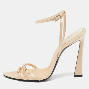 Saint Laurent Cream Satin Gippy Ankle Strap Sandals Size 39