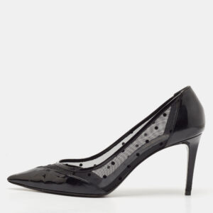 Saint Laurent Black Mesh and Leather Pointed Toe Pumps Size 39