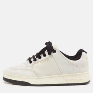 Saint Laurent Black/White Leather SL/61 Lace Up Sneakers Size 38.5