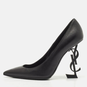 saint laurent black leather opyum pointed toe pumps size 37.5