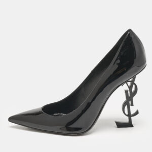 saint laurent black patent leather opyum pointed toe pumps size 40