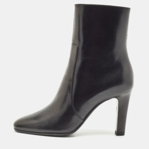 Saint Laurent Black Leather Jane Ankle Boots Size 37