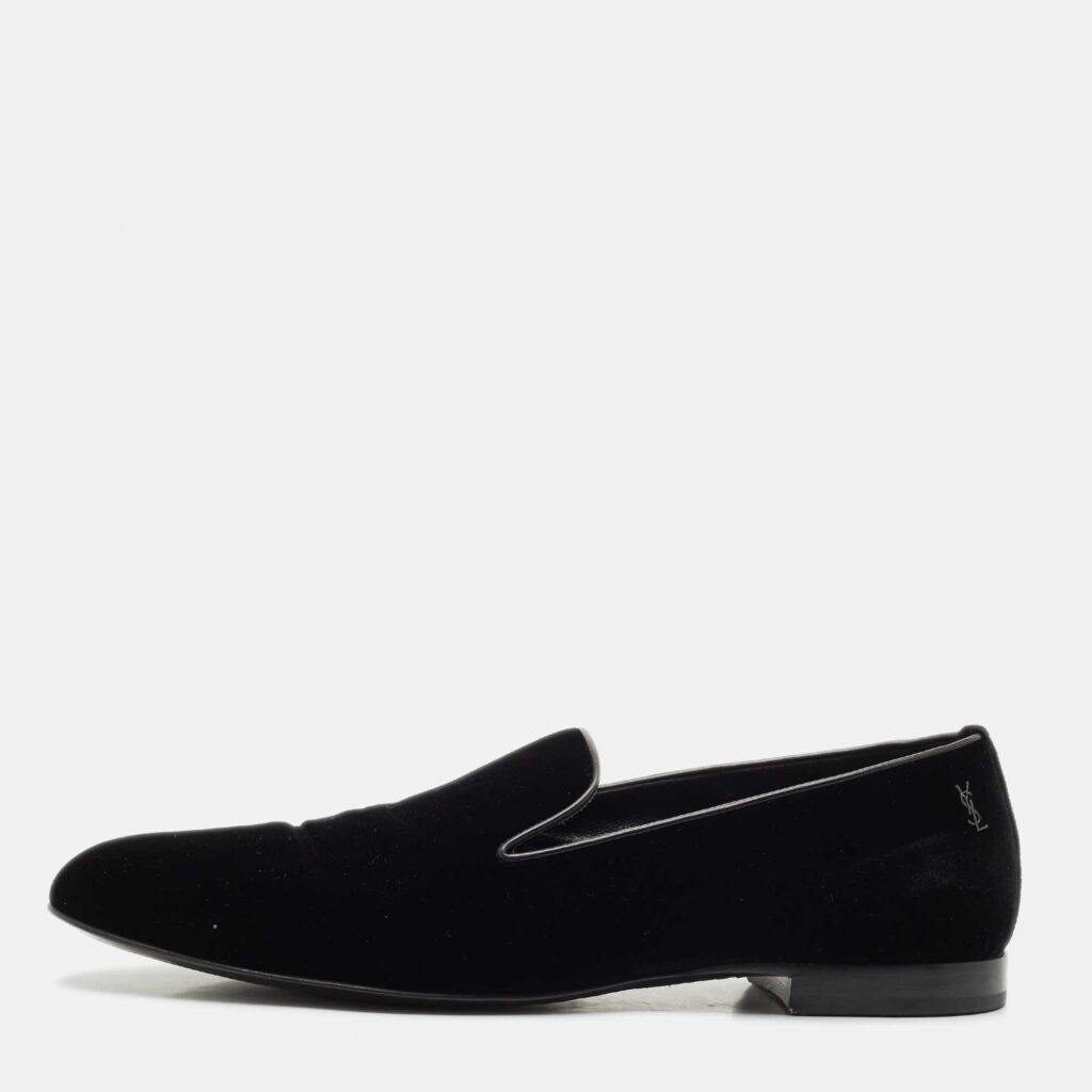 Saint Laurent Black Velvet Smoking Slippers Size 42
