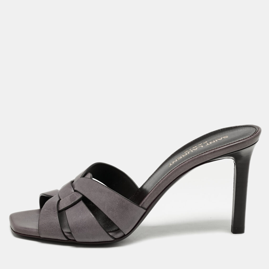 luxury-women-saint-laurent-paris-used-shoes-p1170376-001.jpg Saint Laurent Mauve Leather Tribute Slide Sandals Size 37