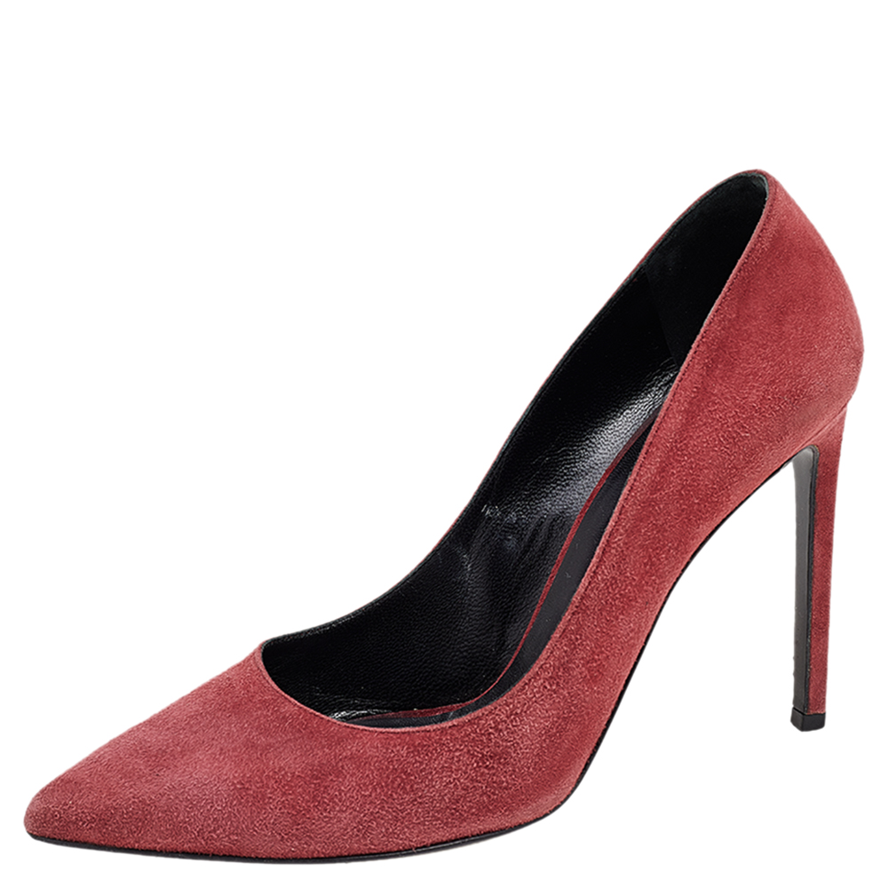 luxury-women-saint-laurent-paris-used-shoes-p568307-006 Saint Laurent Brown Suede Pointed Toe Pumps Size 38