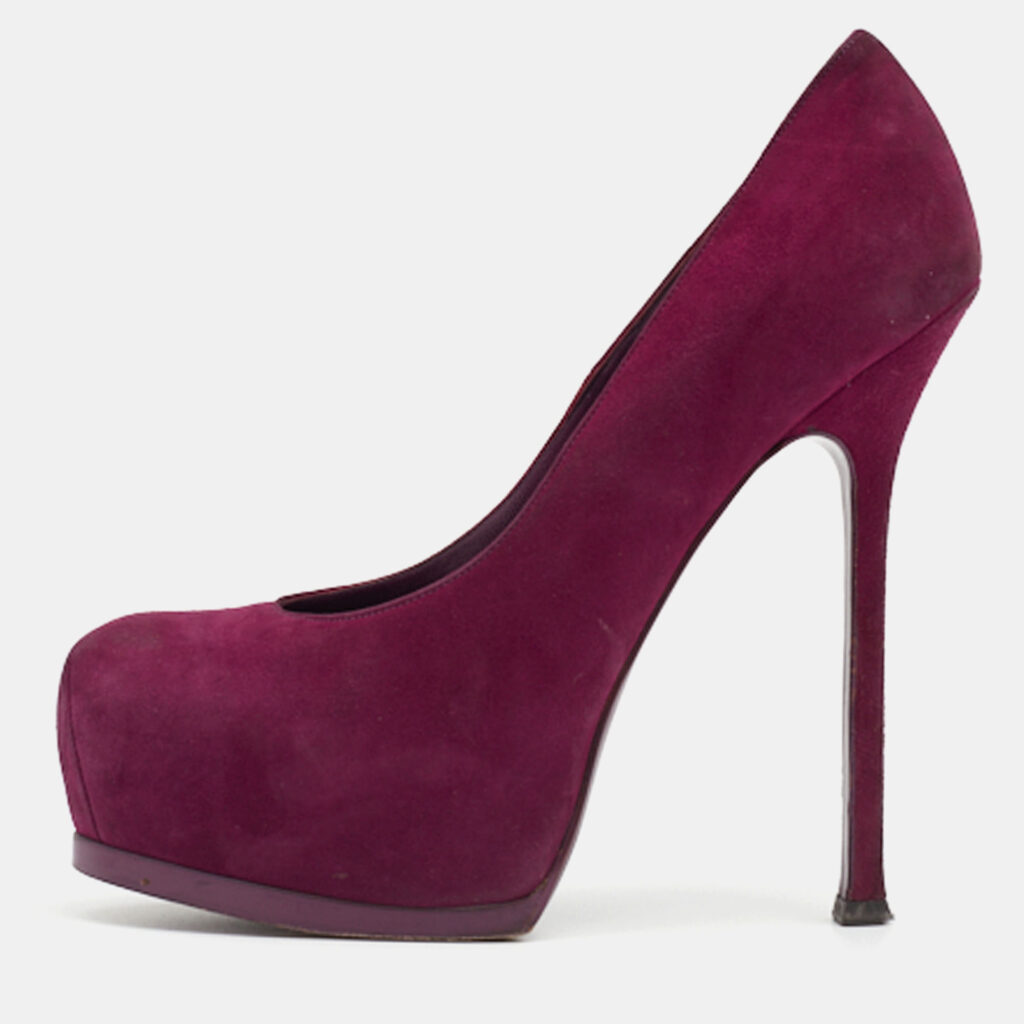 luxury-women-saint-laurent-paris-used-shoes-p647434-004-2 Saint Laurent Purple Suede Tribtoo Pumps Size 38