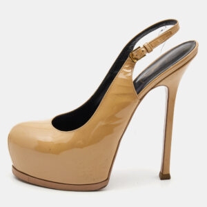 Yves Saint Laurent Beige Patent Tribtoo Slingback Pumps Size 39