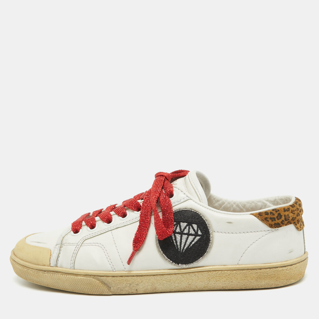 luxury-women-saint-laurent-paris-used-shoes-p987354-001 Saint Laurent White Leather Court Classic Sneakers Size 37