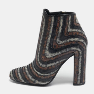 Salvatore Ferragamo Multicolor Printed Leather Zipped Ankle Length Boots Size 37.5