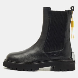 Salvatore Ferragamo Black Leather Oderico Ankle Boots Size 39.5