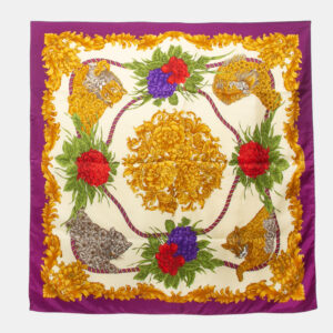 Salvatore Ferragamo Purple Floral Print Silk Scarf