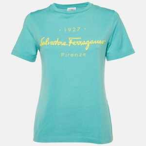Salvatore Ferragamo Green Logo Cotton Crewneck T-Shirt S