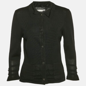 Salvatore Ferragamo Black Wool Button Front Cardigan M