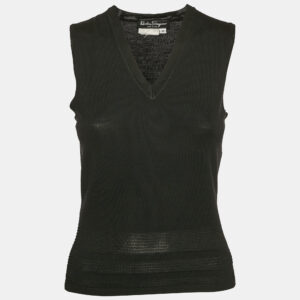 Salvatore Ferragamo Black Wool Knit Sweater Vest M