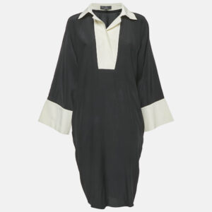 Salvatore Ferragamo Black Silk Shirt Dress M