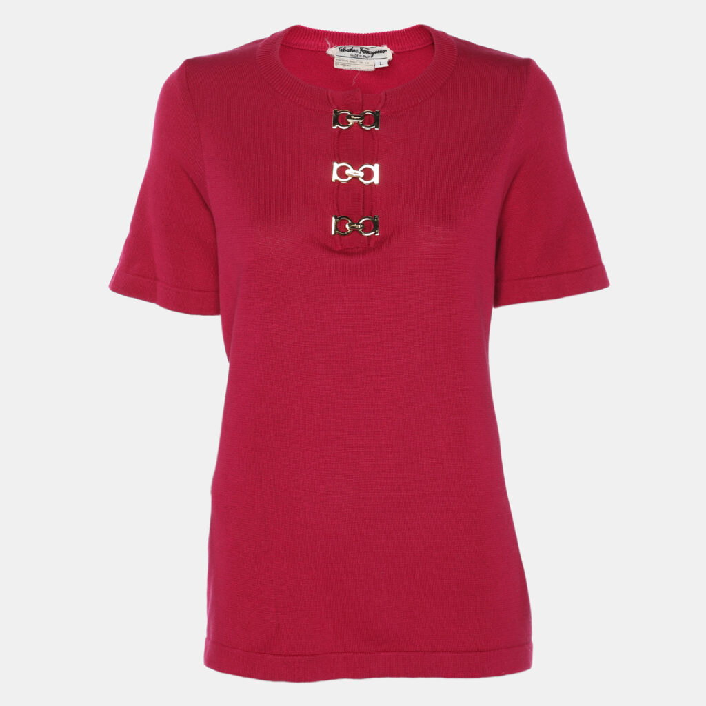 luxury-women-salvatore-ferragamo-used-clothes-p1154429-001 Salvatore Ferragamo Pink Cotton Knit Top L