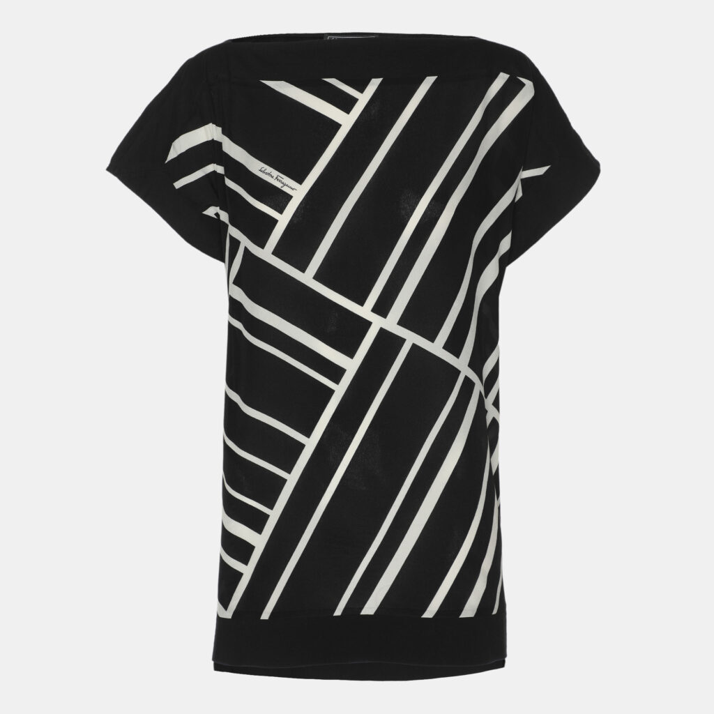 luxury-women-salvatore-ferragamo-used-clothes-p1154808-001 Salvatore Ferragamo Black Printed Cotton Tunic L