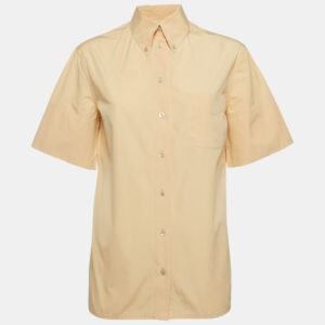 Salvatore Ferragamo Orange Cotton Short Sleeve Shirt L
