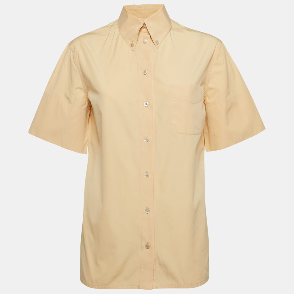 Salvatore Ferragamo Orange Cotton Short Sleeve Shirt L