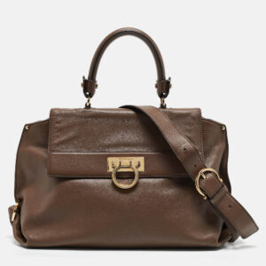 Salvatore Ferragamo Beige Leather Medium Sofia Top Handle Bag