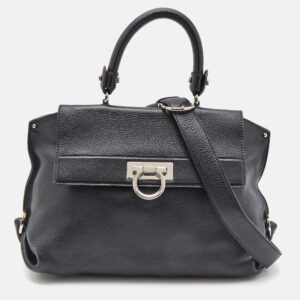Salvatore Ferragamo Black Leather Medium Sofia Top Handle Bag