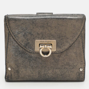 Salvatore Ferragamo Metallic Leather Classic Mediterraneo French Wallet
