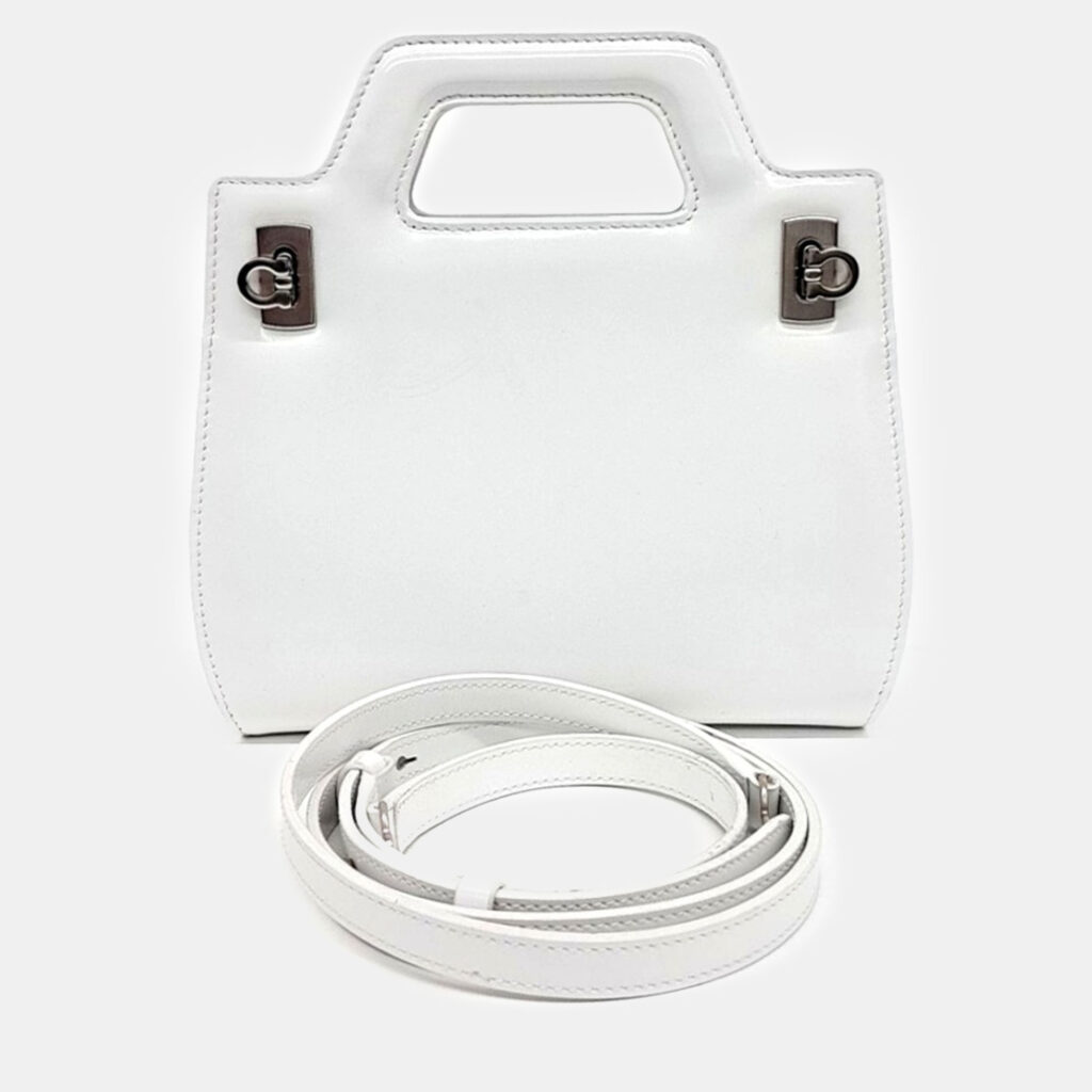 luxury-women-salvatore-ferragamo-used-handbags-p1154670-006 Salvatore Ferragamo White Leather Wanda Mini Tote