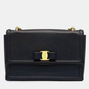 Salvatore Ferragamo Black Leather Barazini Crossbody Bag