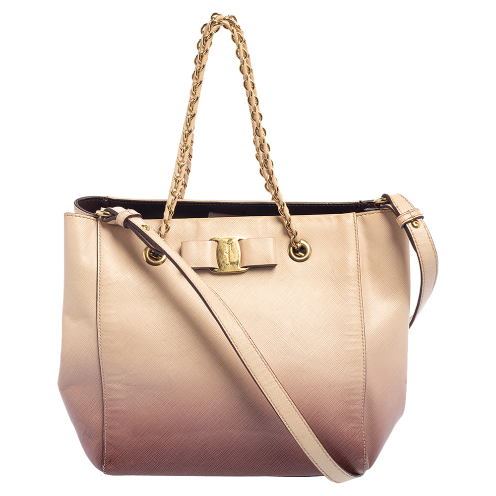 luxury-women-salvatore-ferragamo-used-handbags-p459892-010 Salvatore Ferragamo Ombre Pink Leather Vany Tote