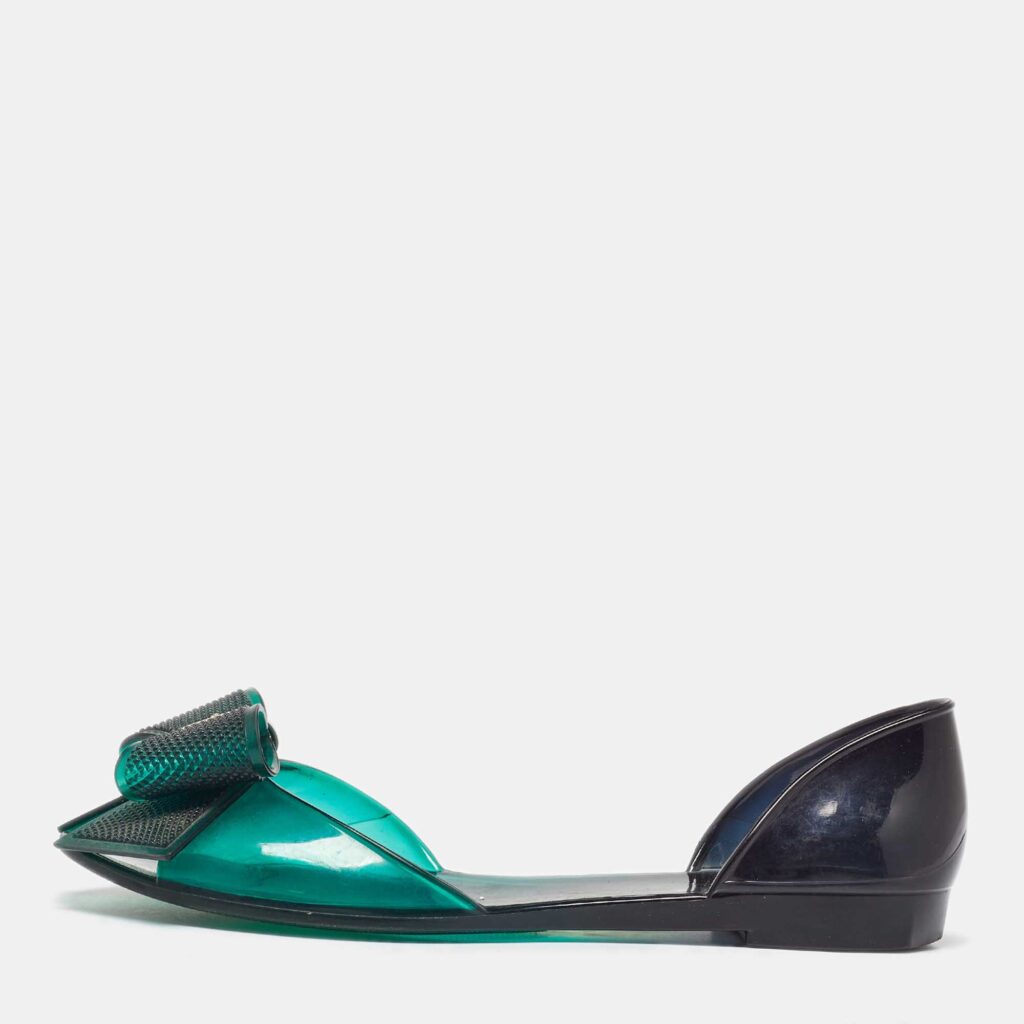 luxury-women-salvatore-ferragamo-used-shoes-p1039842-003 Salvatore Ferragamo Green Jelly Barbados Ballet Flats Size 35.5