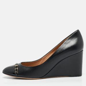 Valentino Black Velvet and PVC Bow Pointed Pumps Size 36.5