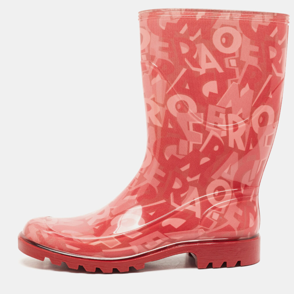 luxury-women-salvatore-ferragamo-used-shoes-p1135201-001.jpg Salvatore Ferragamo Red PVC Rain Boots Size 35.5