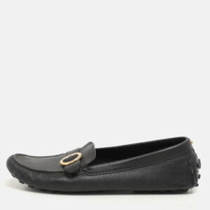 Salvatore Ferragamo Black Leather Buckle Loafers Size 39