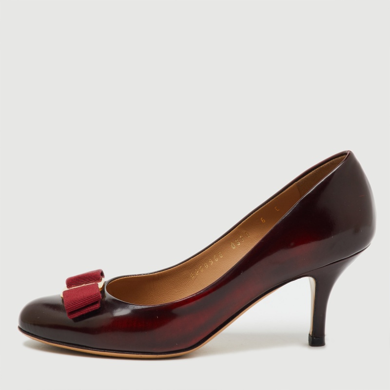 luxury-women-salvatore-ferragamo-used-shoes-p1145967-1746162865-001.jpg Salvatore Ferragamo Burgundy Leather Vara Bow Pumps Size 36.5