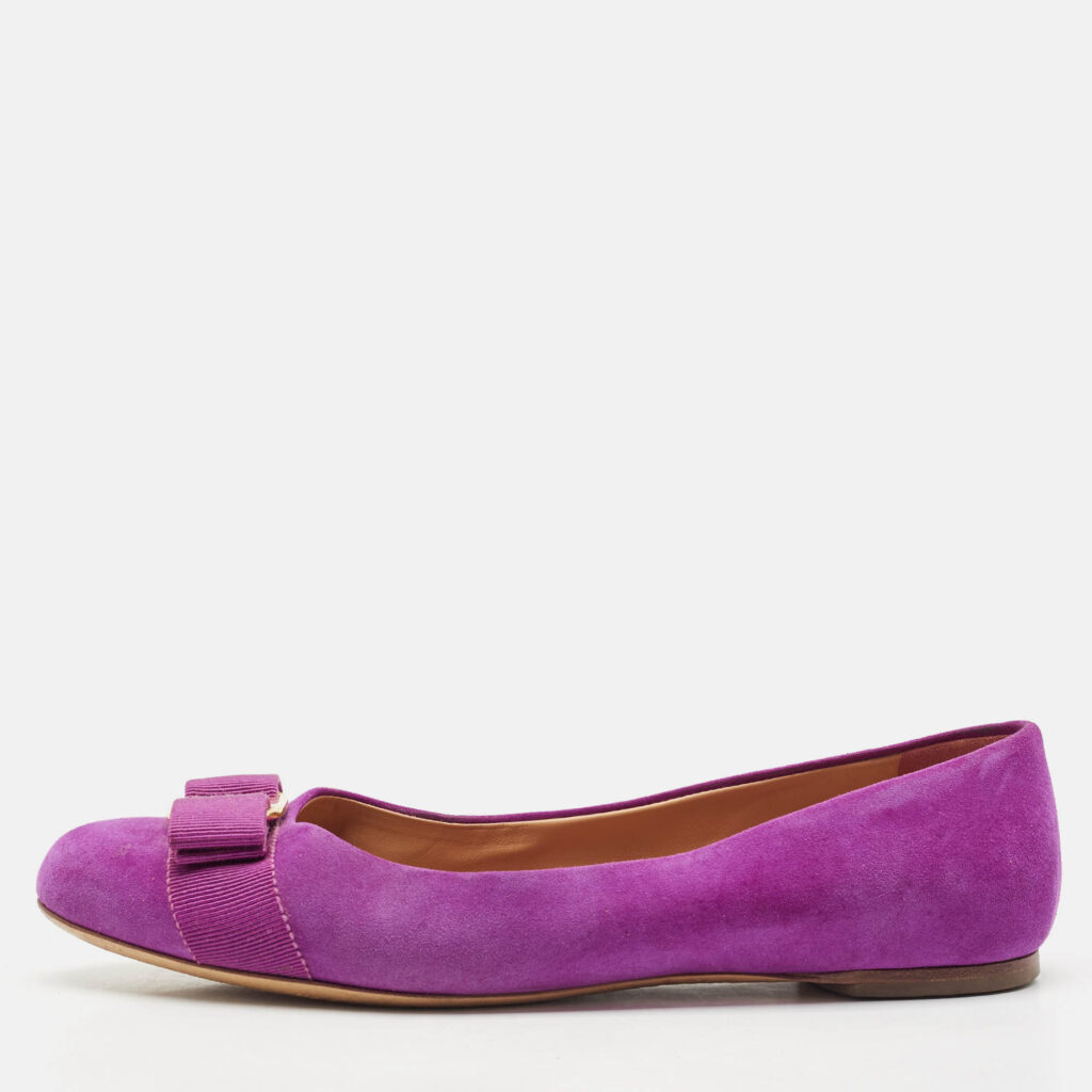 luxury-women-salvatore-ferragamo-used-shoes-p1153768-010 Salvatore Ferragamo Purple Suede Varina Ballet Flats Size 37