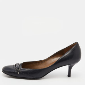 Salvatore Ferragamo Black Leather Square Toe Pumps Size 40