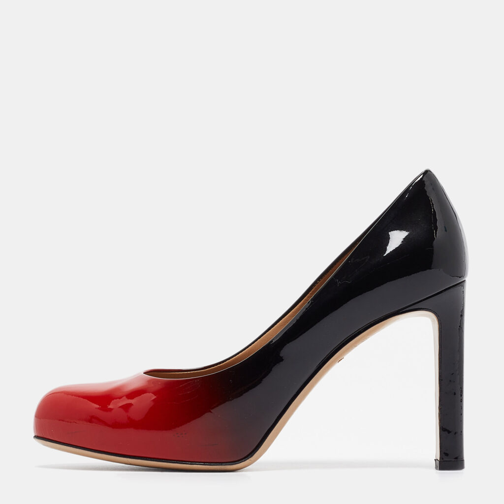 luxury-women-salvatore-ferragamo-used-shoes-p999899-002 Salvatore Ferragamo Red/Black Ombre Patent Leather Platform Pumps Size 38