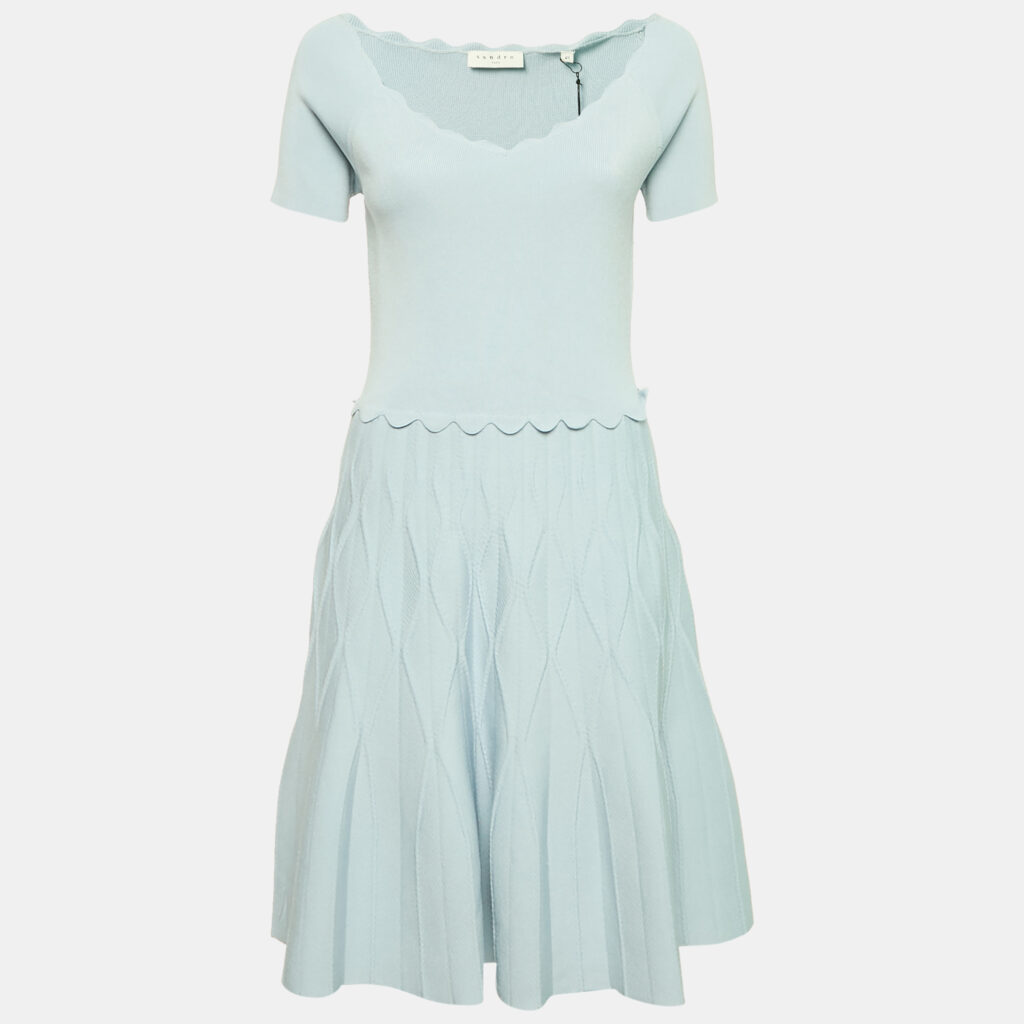 luxury-women-sandro-new-clothes-p1154258-003 Sandro Blue Stretch Knit Mini Dress L